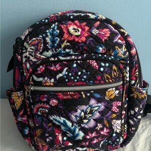 Vera Bradley Black Backpack with Multicolor Floral Design